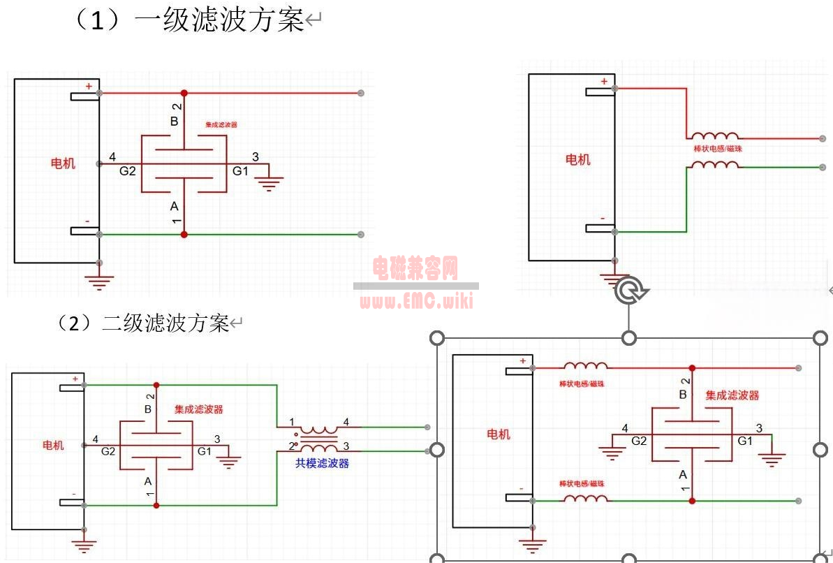 直流有刷电机的EMI滤波方案